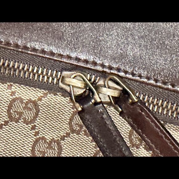 Gucci Tote GG Biege Tan Leather Brown Shoulder Bag Braided Handle - Picture 13 of 16